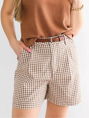 Brixton Brown and White Gingham Shorts
